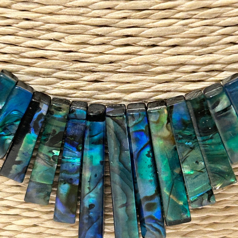 NEW HANDMADE STERLING SILVER ABALONE SHELL GEMSTONES NECKLACE